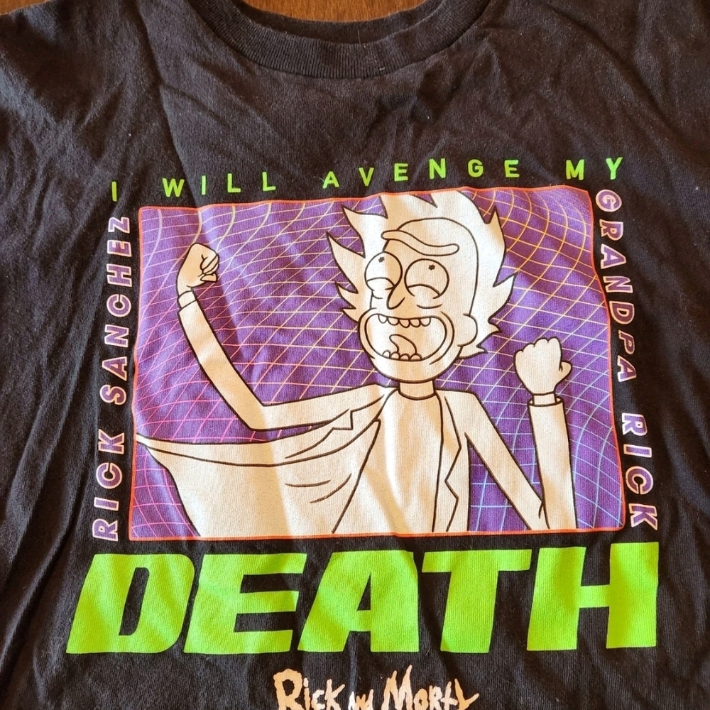 Rick and Morty Black Graphic T-Shirt Medium